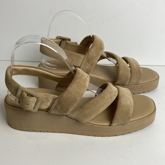 Vince Skylar Sandals Sz 10 Dune Beige Neutral Suede Elevated Basic Quiet Luxury - Picture 4 of 15